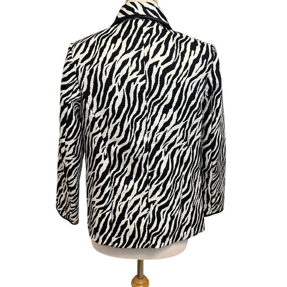 TanJay Zebra Print Collared Full Zip Quilted Jacket Size S Business Office Siren - Picture 2 of 9